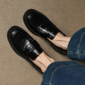 Women’s Black Leather Flat Loafers
