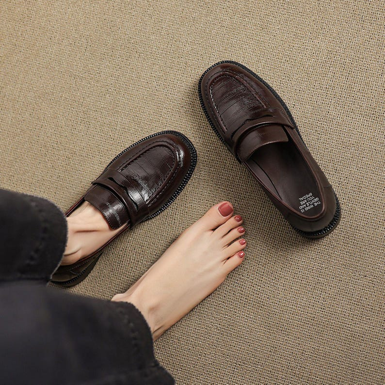 Women’s Black Leather Flat Loafers
