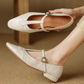 Vintage White Pointed-Toe Mary Jane Flats