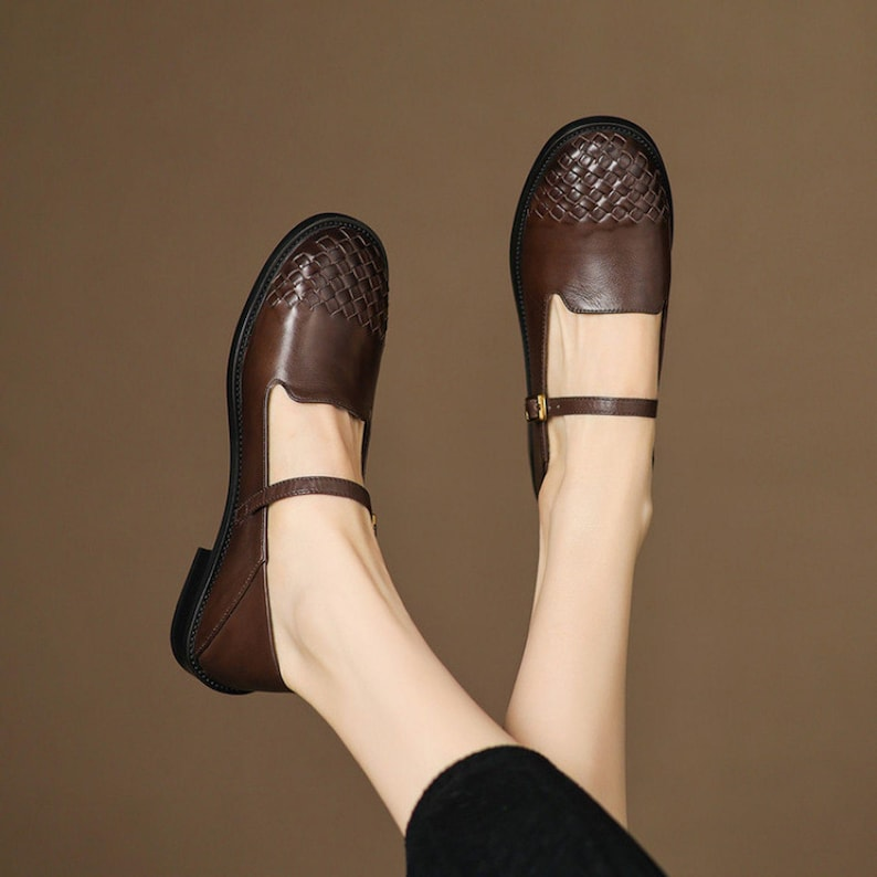 Handmade Brown Mary Jane Flats