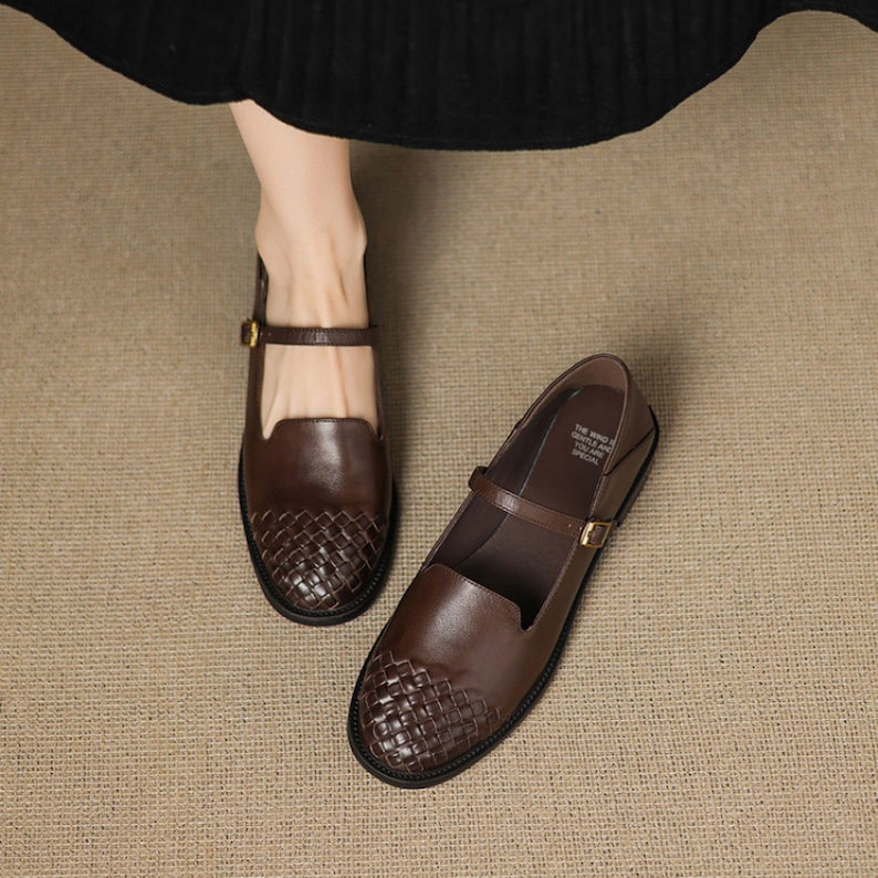 Handmade Brown Mary Jane Flats