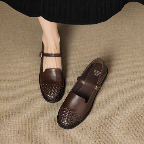 Handmade Brown Mary Jane Flats