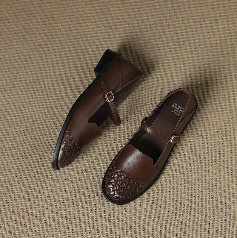 Handmade Brown Mary Jane Flats