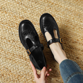Retro Black Leather Mary Jane Flats