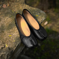 Black Leather Tabi Mary Jane Flats