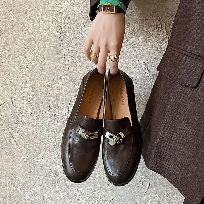 Brown Leather Loafer Flats
