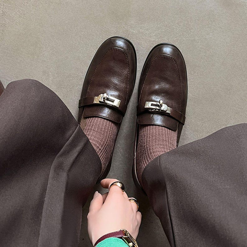 Brown Leather Loafer Flats