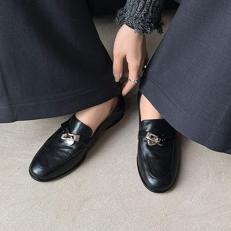 Brown Leather Loafer Flats