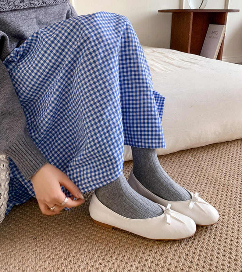 White Bow Leather Mary Jane Flats