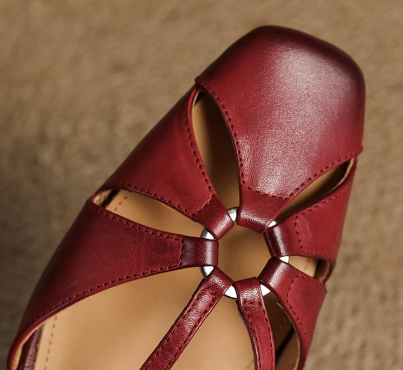 Women’s Red Woven Leather Flat Sandals