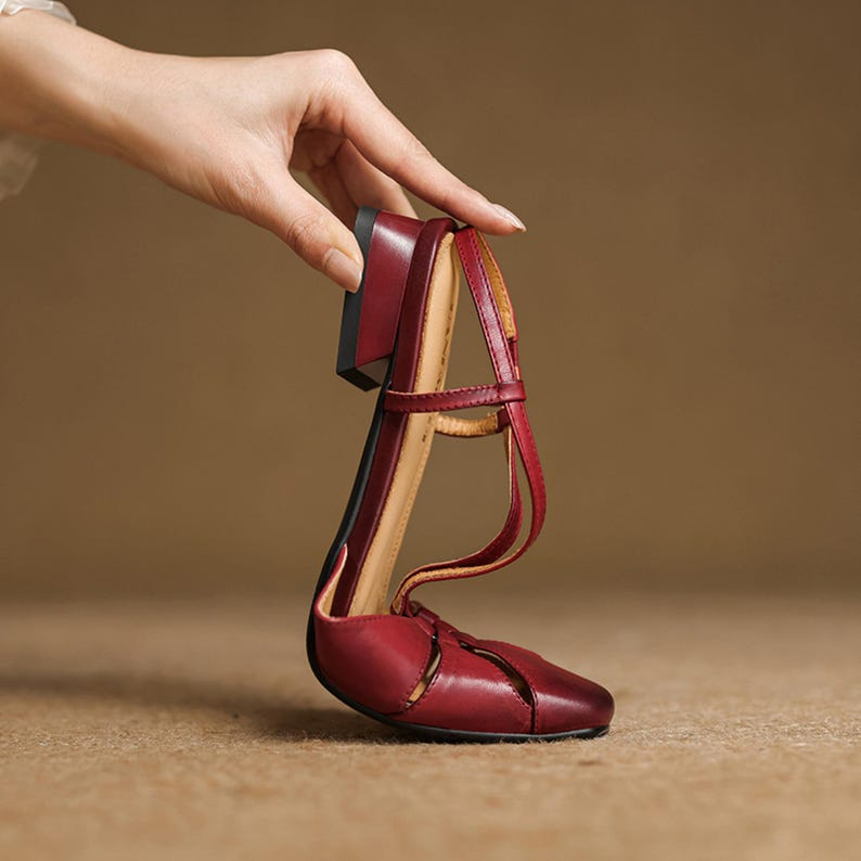 Women’s Red Woven Leather Flat Sandals