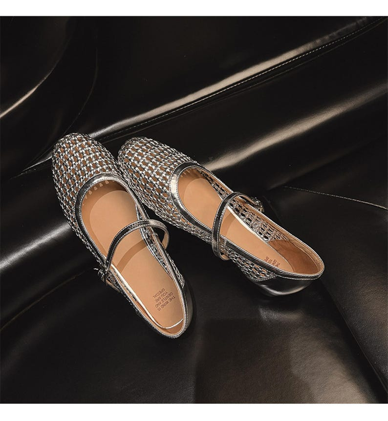 Women’s Silver Hollow Mary Jane Flats